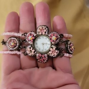 5 For 25/Little girls Mosaic Floral Wrist watch,needs battery
